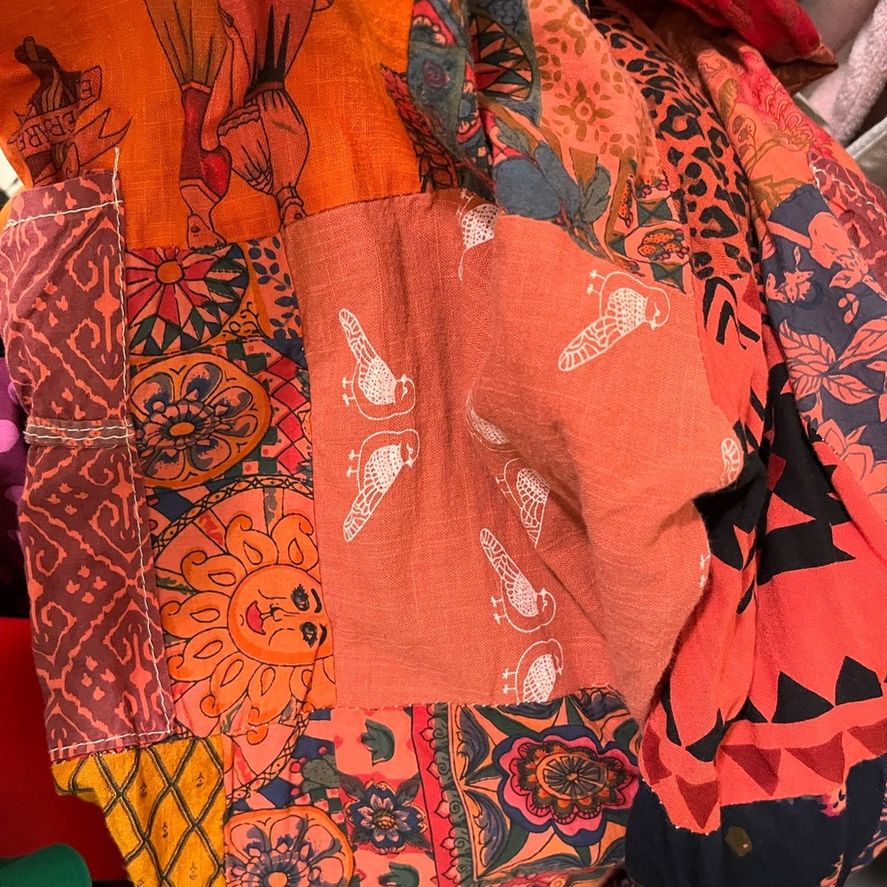 Source Unknown Multicolor Patchwork Ankle Pants - image 5